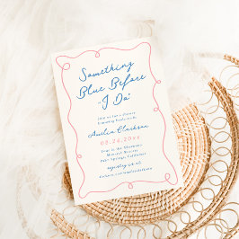 Convite Mão Whimsical Desenhou Algo Chá de panela Azul