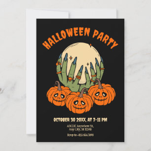 Convite Mãos das bruxas com abóbora-halloween
