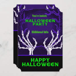 Convite Mãos de Esqueleto Roxo