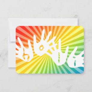 Convite mãos holi arco-íris
