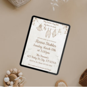 Convite Mãos Pequenas e Chás de fraldas Neutras, Pés Peque