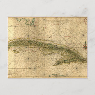 Convite Mapa 1639 histórico de Cuba por Joana Vinckeboons