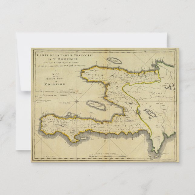 Convite Mapa 1814 de Haiti por Mathew Carey (Frente)