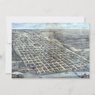 Convite Mapa Aéreo Antigo da Cidade de Austin, Texas de 18