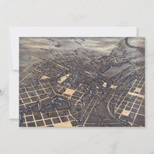 Convite Mapa Aéreo Antigo da Cidade de San Antonio, Texas,