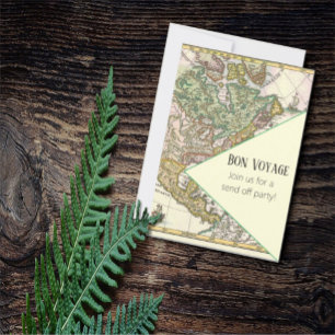 Convite Mapa Antigo Colorido Festa de Despedida Bon Voyage