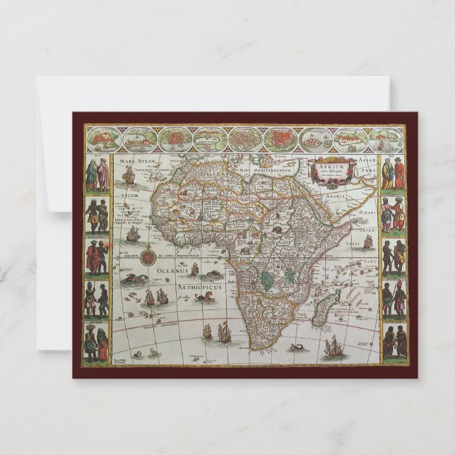 Convite Mapa antigo da África por Blaeu, c.1635 (Frente)