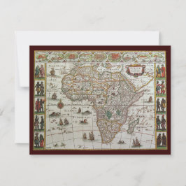 Convite Mapa antigo da África por Blaeu, c.1635