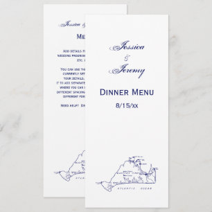 Convite Mapa Antigo da Ilha de Martha's Vineyard #1 Azul M