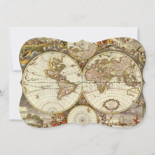 Convite Mapa Antigo do Mundo Antigo por Frederick de Wit, 