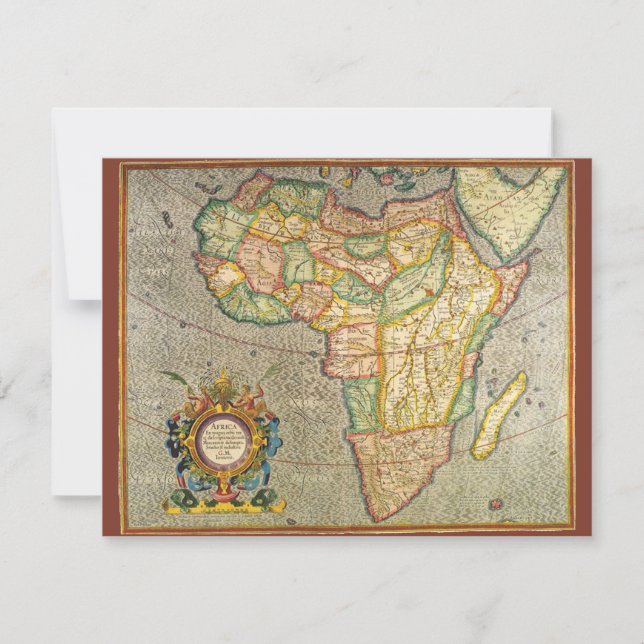 Convite Mapa Antigo do Mundo de Gerardus Mercator da Áfric (Frente)