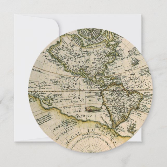 Convite Mapa Antiquado, 1596, America Sive Novus Orbis (Frente)
