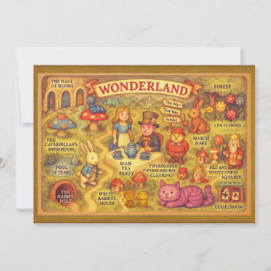 Convite Mapa Caprichoso das Aventuras de Alice no País das