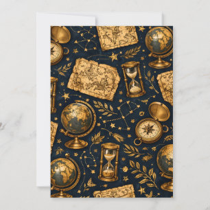 Convite Mapa Celestial Vintage e Padrão de Astronomia