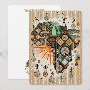 Convite Mapa da África com Elementos Tribais Decorativos
