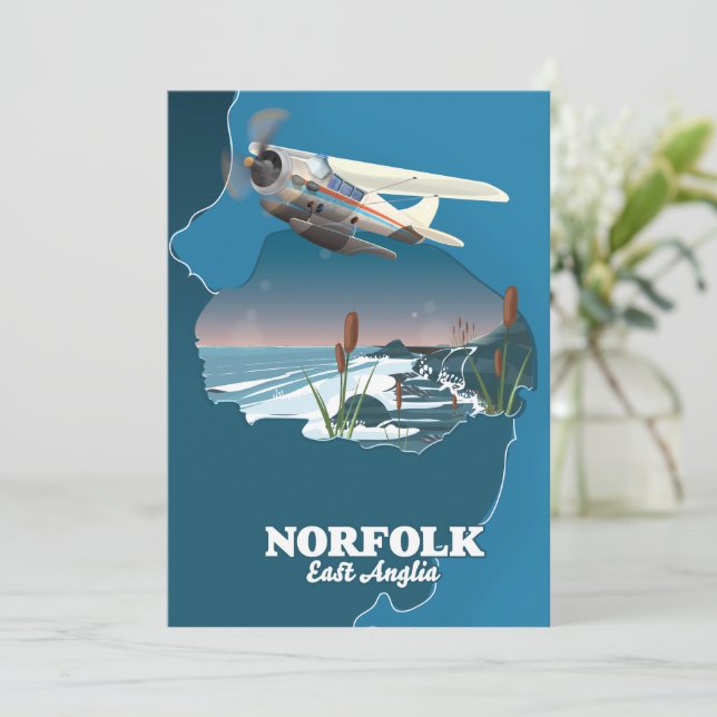 Convite Mapa da Ânglia Oriental de Norfolk  (Em pé/Frente)