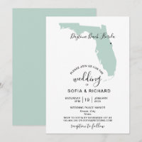 Mapa da Flórida de Destino de Casamento Coração Re