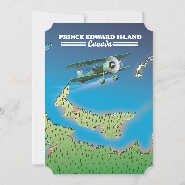 Convite Mapa da Ilha do Príncipe Eduardo, Canadá. (Verso)
