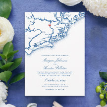 Mapa da Ilha Johns SC Elegante Casamento Azul Mari