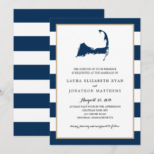 Convite Mapa de Chatham Cape Cod com coração  Casamento