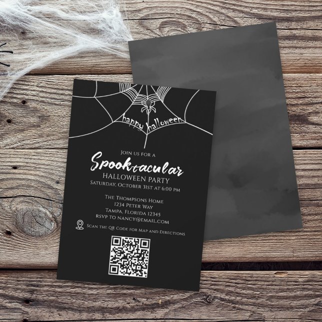 Convite Mapa de Código QR da Web Spider Spooktacular do Ha (Criador carregado)