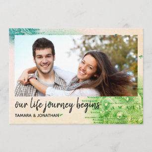 Convite Mapa de foto da data das economias do casamento do