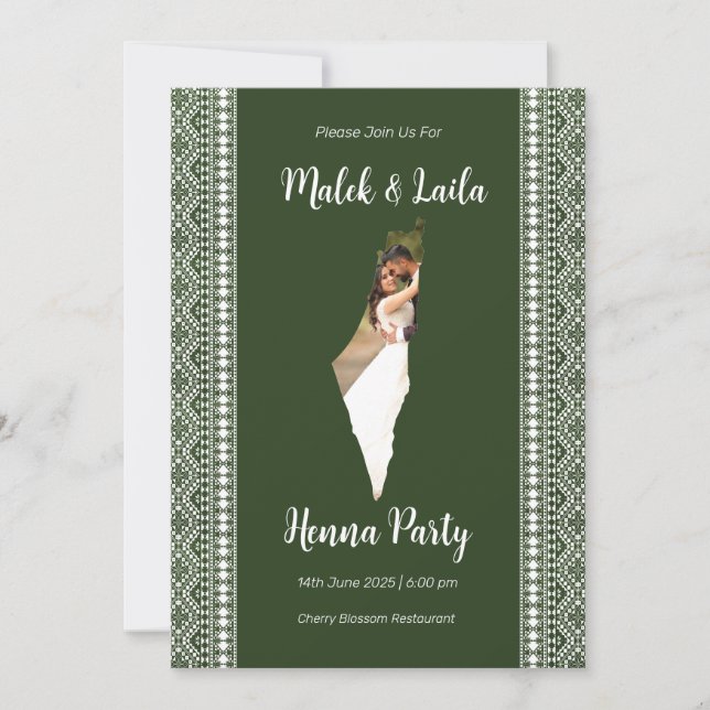 Convite Mapa de Fotografia Personalizada da Palestina Sina (Frente)