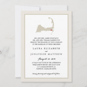 Convite Mapa de Harwich Cape Cod que Wedding