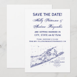 Convite Mapa de Long Island The Hamptons Casamento VC