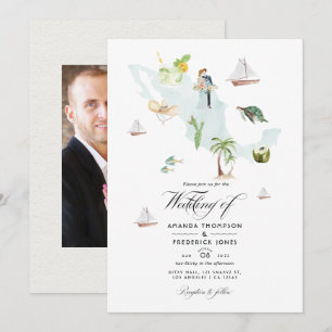 Convite Mapa de México aquarela Fotografia de casamento no