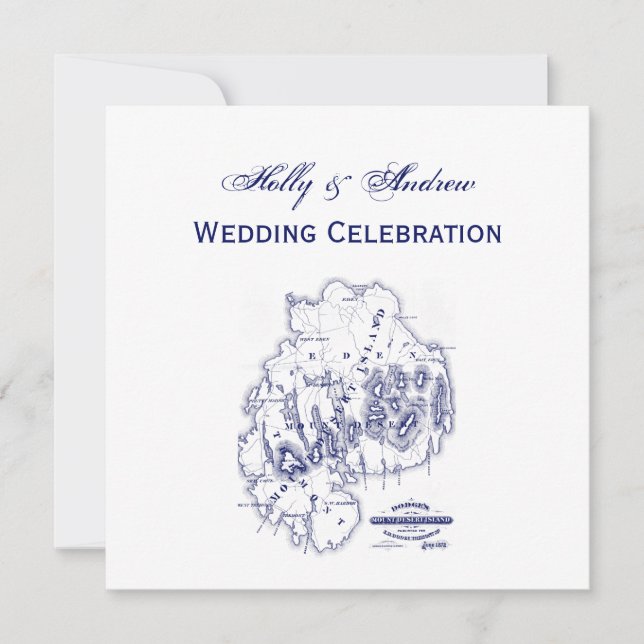 Convite Mapa de MN da Ilha do Deserto do Monte Estilizado  (Frente)