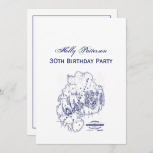 Convite Mapa de MN da Ilha do Deserto do Monte Estilizado 