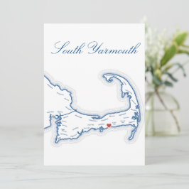 Convite Mapa de South Yarmouth em Cape Cod para Nome da Me