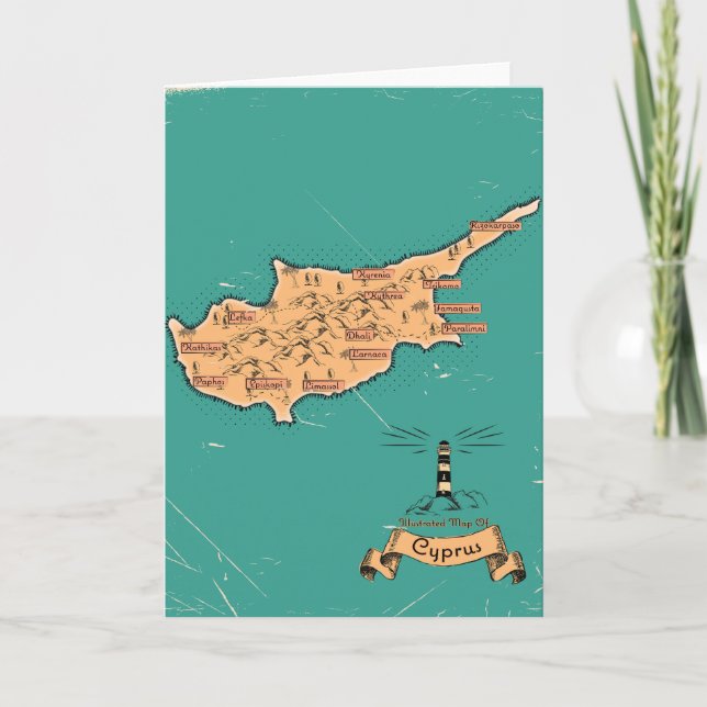Convite Mapa de viagem ilustrado Chipre (Frente)