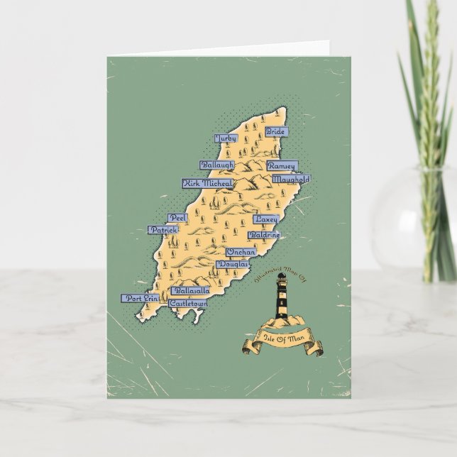 Convite Mapa de viagem ilustrado da Ilha de Man (Frente)