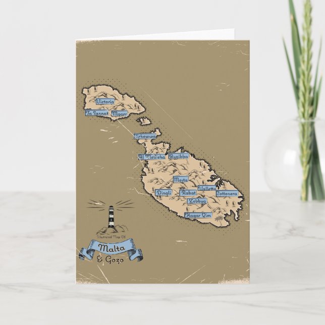 Convite Mapa de viagem ilustrado Malta (Frente)