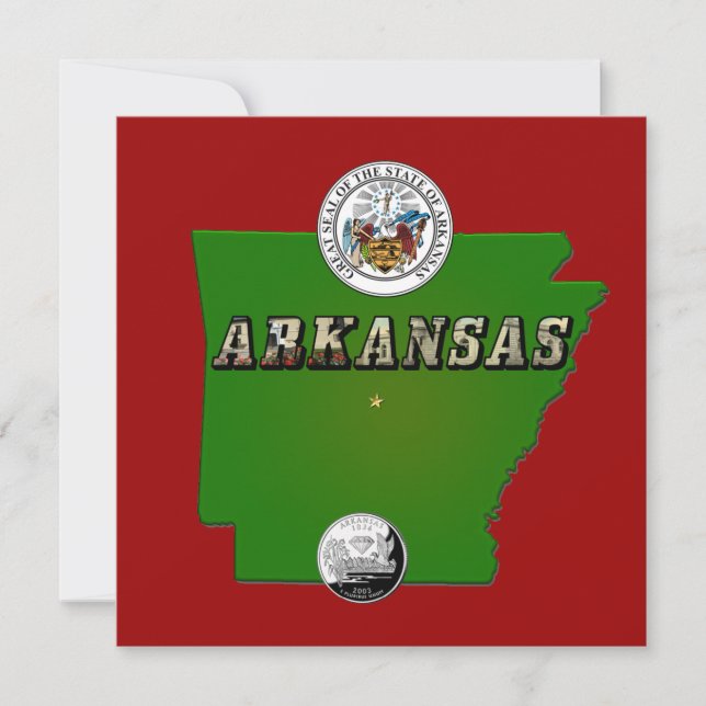 Convite Mapa do Arkansas, Selo e Serviço Estatal Faux Quar (Frente)