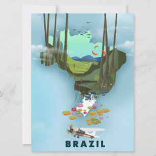 Convite Mapa do Brasil Cartaz de viagem ilustrado