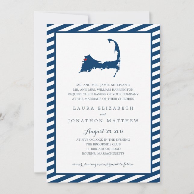 Convite Mapa do Cabo Bourne | Casamento (Frente)