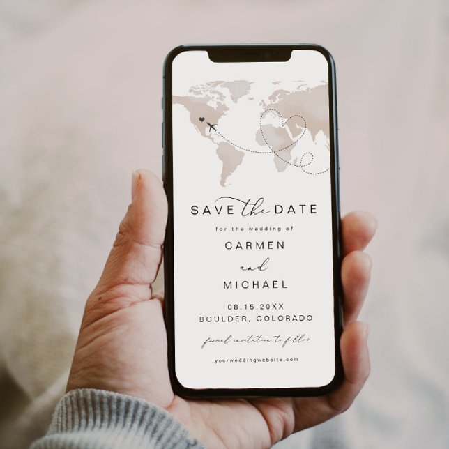 Convite Mapa do Creme de Destino de Viagem CARMEN Salvar a (Criador carregado)