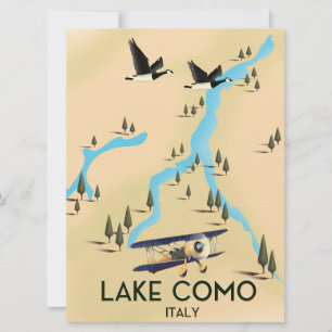 Convite Mapa do Lago de Como Itália Cartaz de viagem