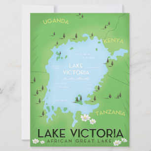 Convite Mapa do Lago Vitória - arte de viagem do Grande La