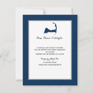 Convite Mapa do marinho Blue Cape Cod Recepção