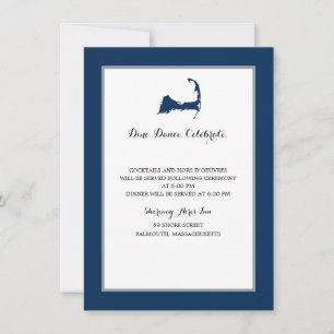 Convite Mapa do marinho Blue Cape Cod Recepção