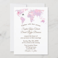 Mapa do Mundo Romântico do Casamento da Aquarela d