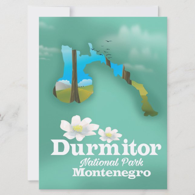 Convite mapa do parque nacional Durmitor, Montenegro (Frente)