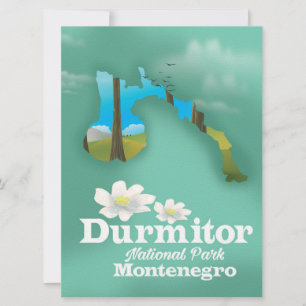 Convite mapa do parque nacional Durmitor, Montenegro