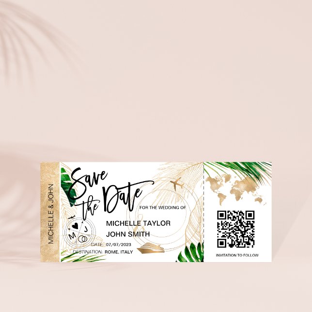 Convite Mapa do Passagem de Embarque Salve a Data Código Q (Criador carregado)