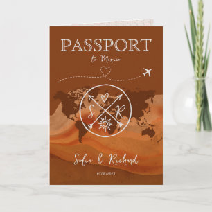 Convite Mapa do Passaporte de Destino de Boho Terracotta