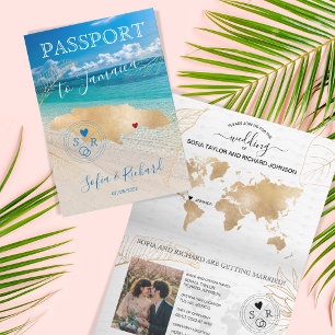 Convite Mapa do Passaporte de Destino de Casamento da Jama